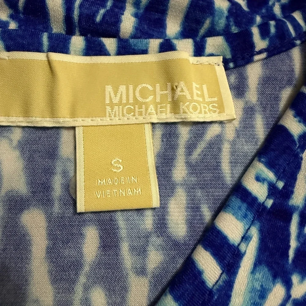 Michael Kors Abstract Blue and White Midi Dress